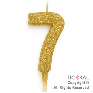 VELA NUMERAL CHICO 5.5 CM CON GIBRE ORO NUMERO 7 x 1